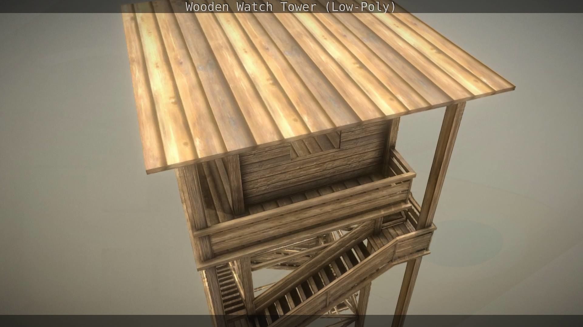 Watch Tower made of Wood Low-poly 3D model_81
