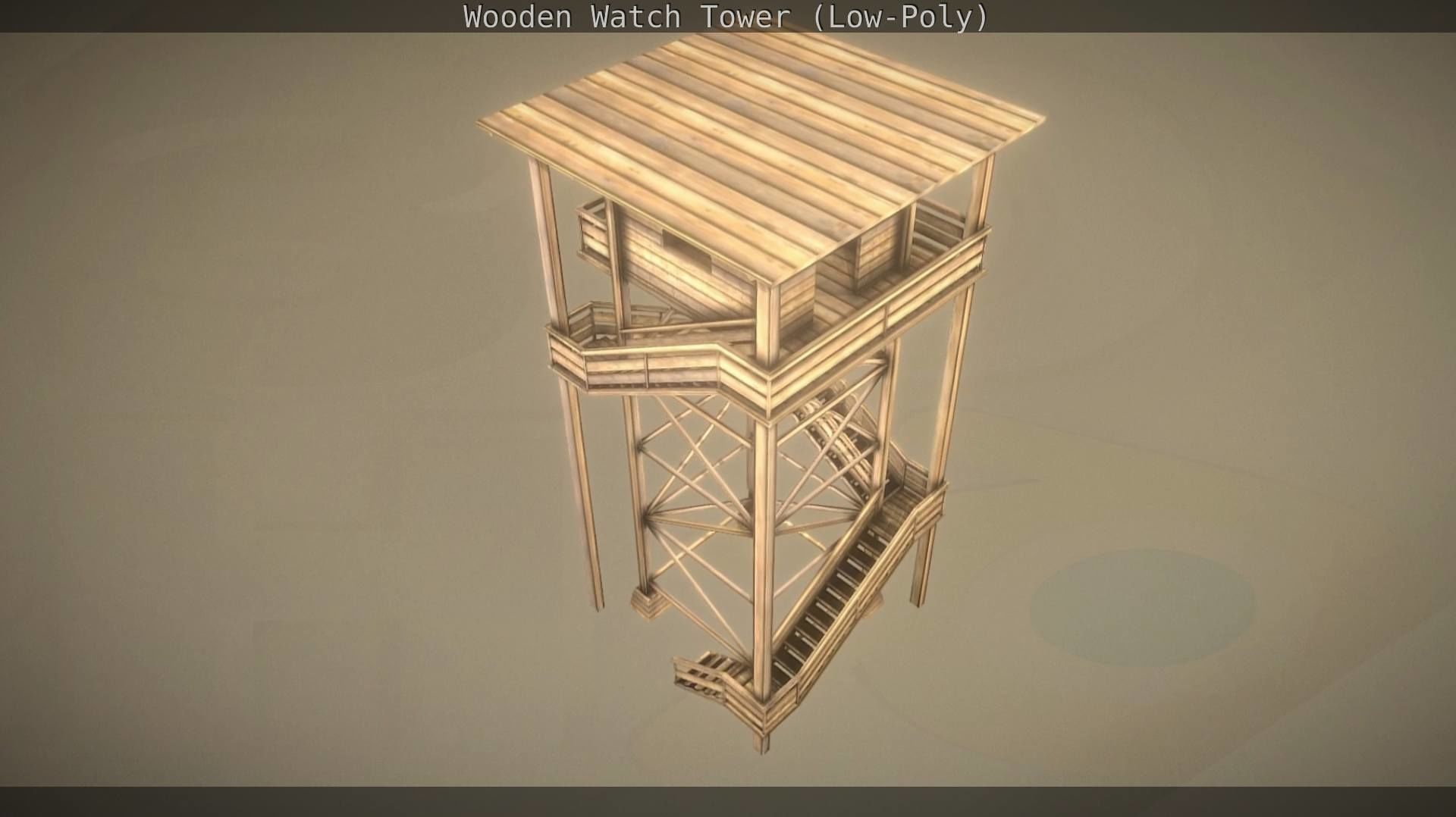 Watch Tower made of Wood Low-poly 3D model_174