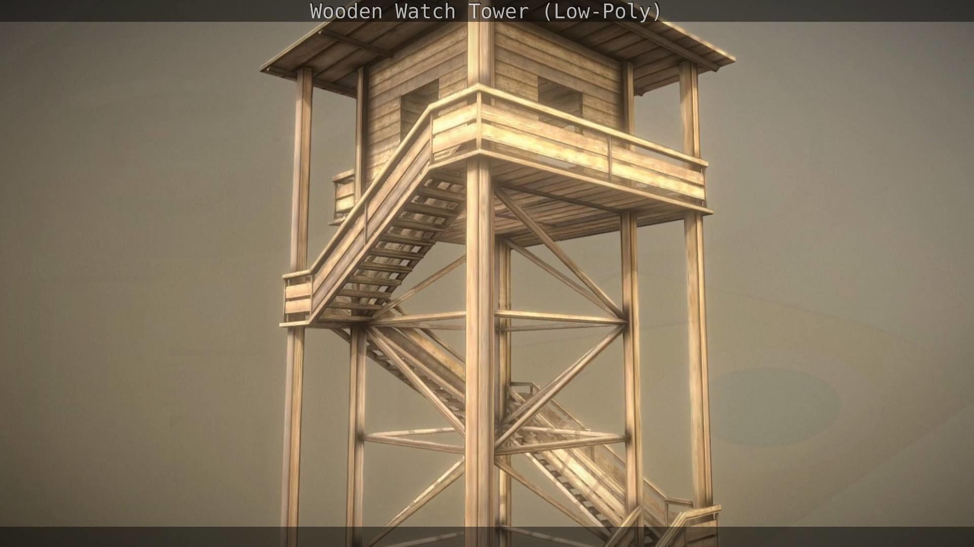 Watch Tower made of Wood Low-poly 3D model_68