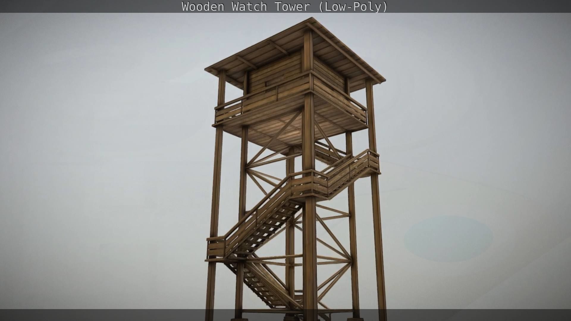 Watch Tower made of Wood Low-poly 3D model_37