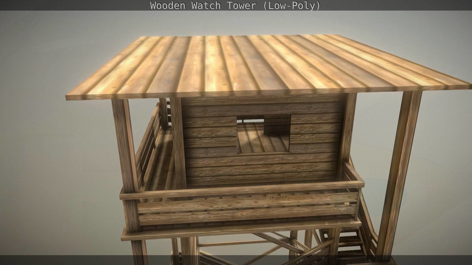 Watch Tower made of Wood Low-poly 3D model_85