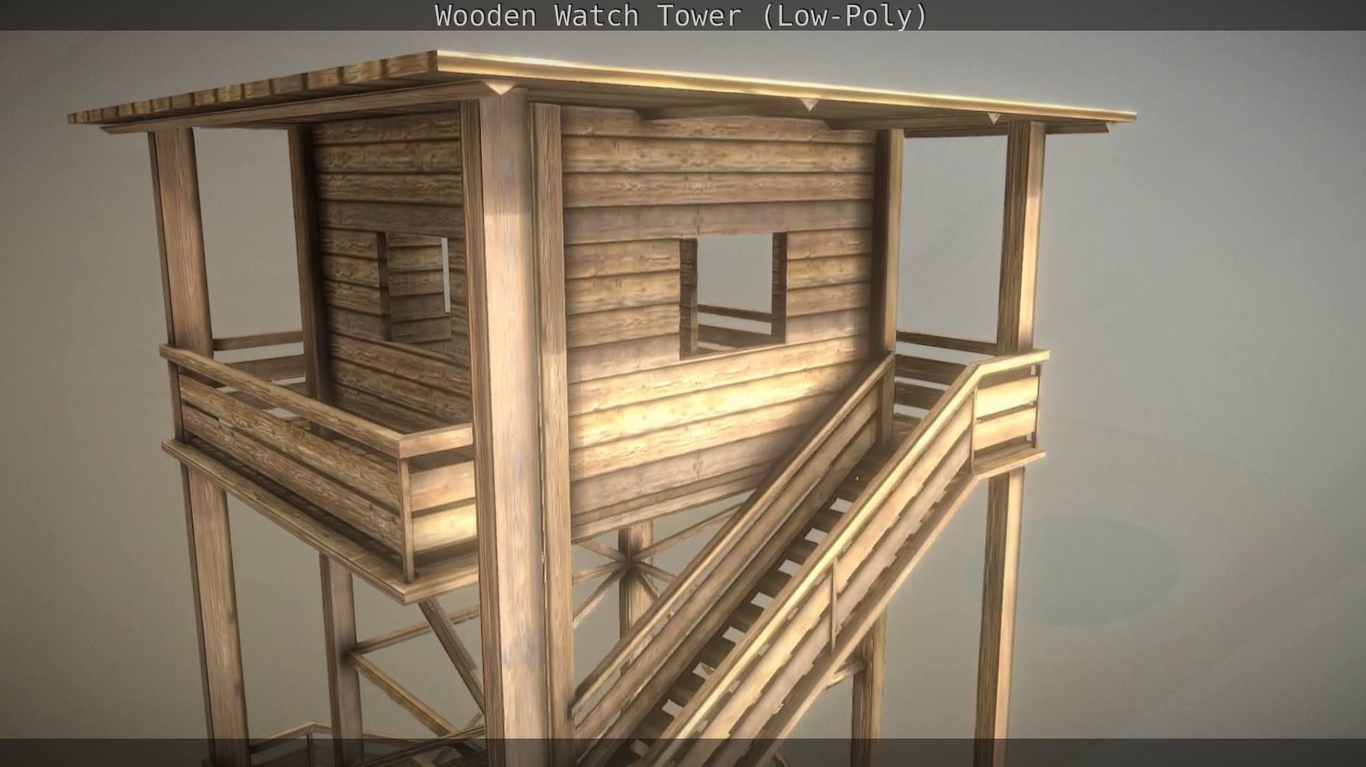 Watch Tower made of Wood Low-poly 3D model_89
