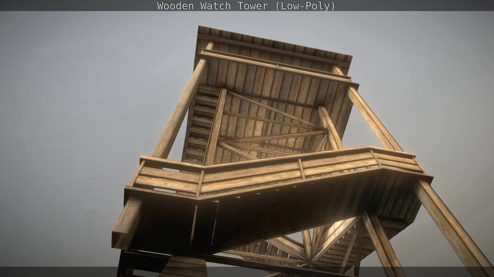 Watch Tower made of Wood Low-poly 3D model_61