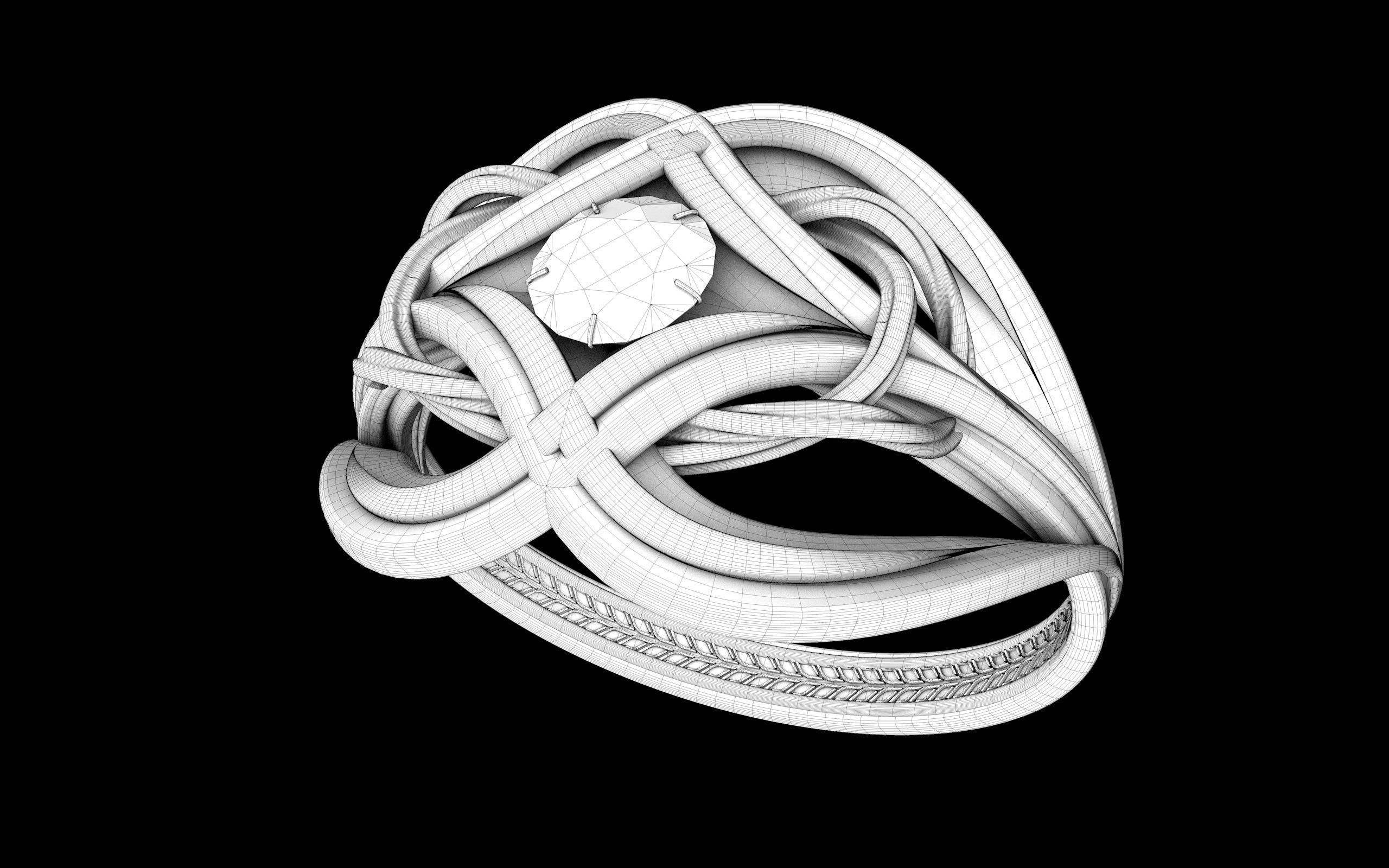 Engagement ring 3D model_10