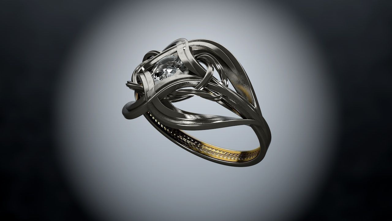Engagement ring 3D model_3