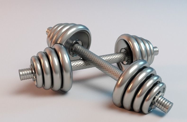dumbbell pair of dumbbells 3D model_0