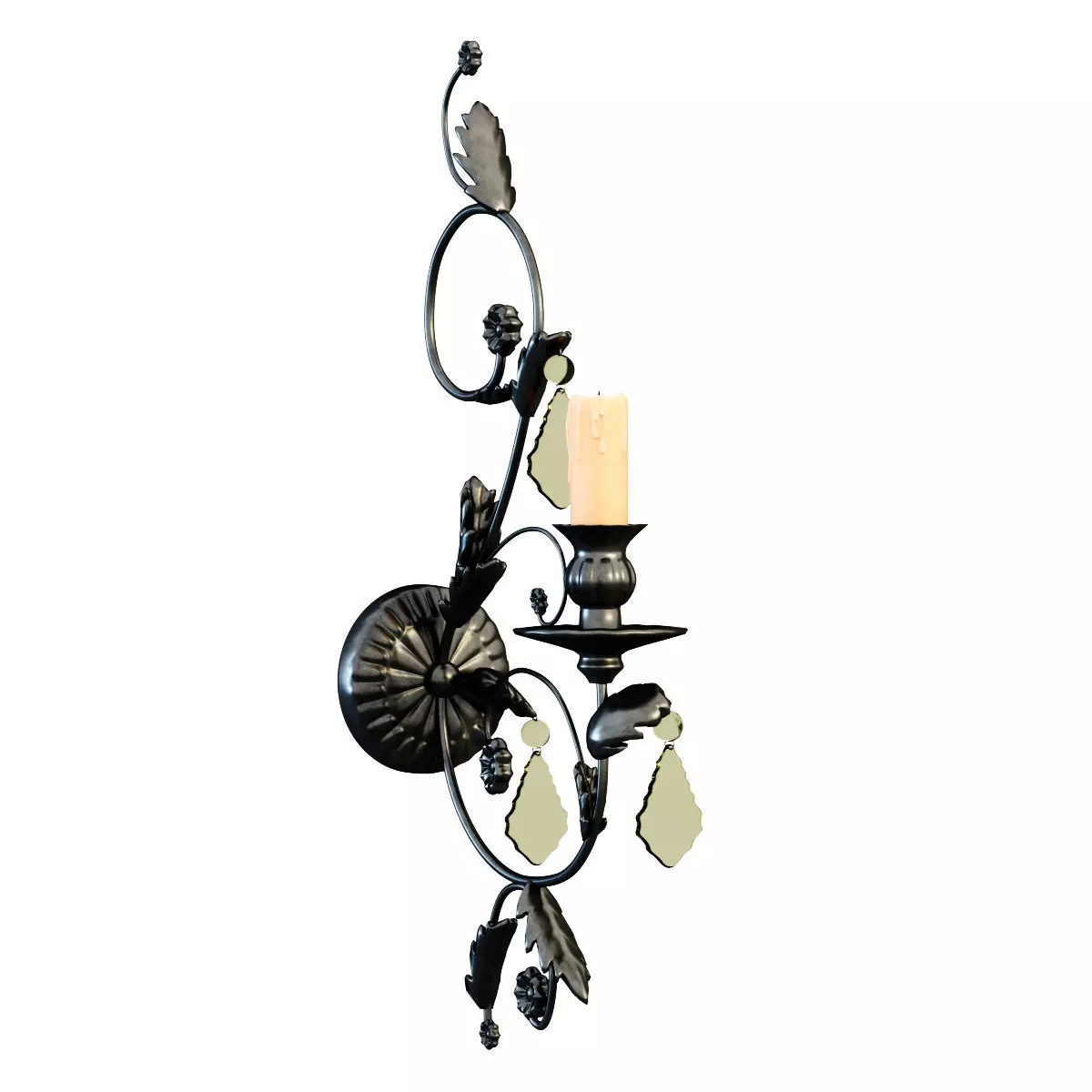 Candle wrought iron wall sconce 3D model_0