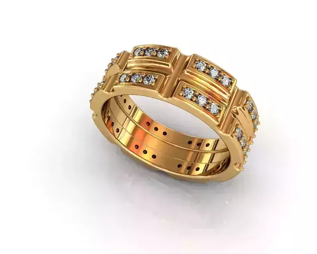jewerly gold ring with diamonds Low-poly 3D model
