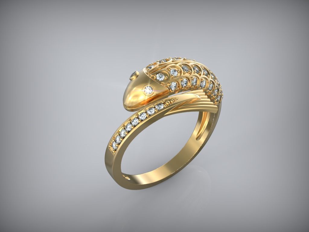 Ring Gold Fish STL 3D print model