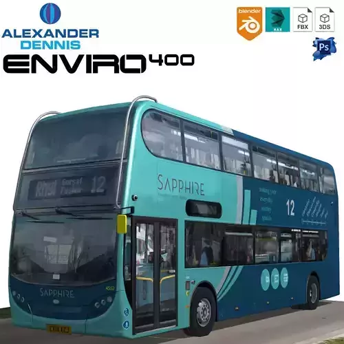 Alexander Dennis Enviro 400 Sapphire route 12 Low-poly 3D model