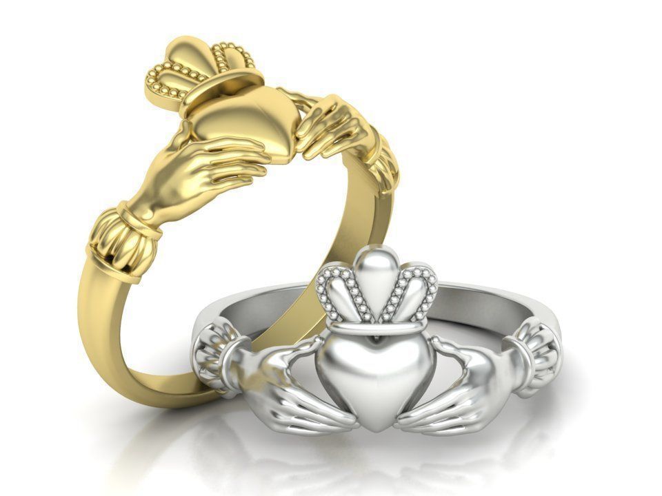 Claddagh ring  3D print model_3