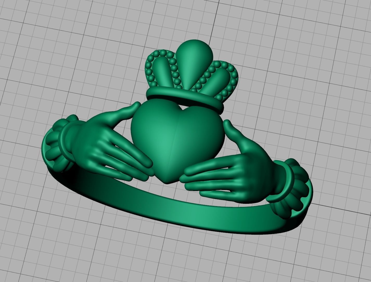 Claddagh ring  3D print model_7