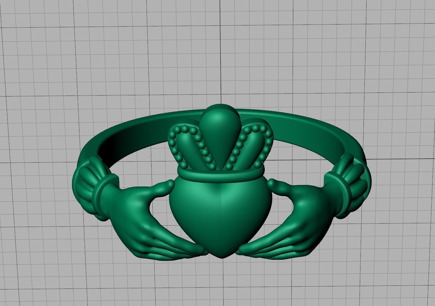 Claddagh ring  3D print model_13