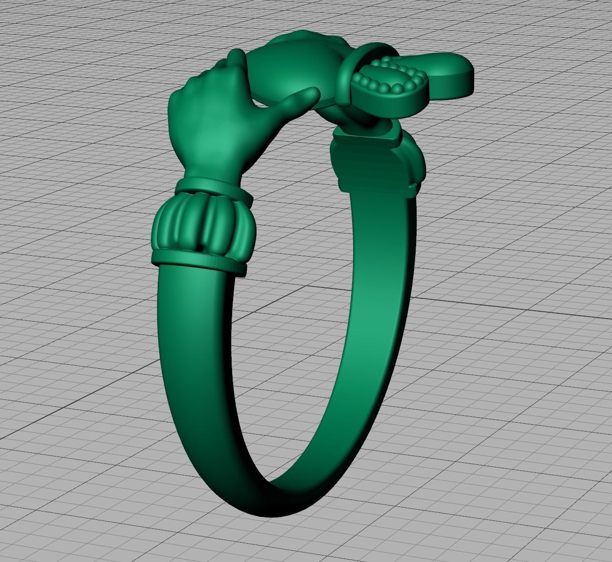 Claddagh ring  3D print model_14