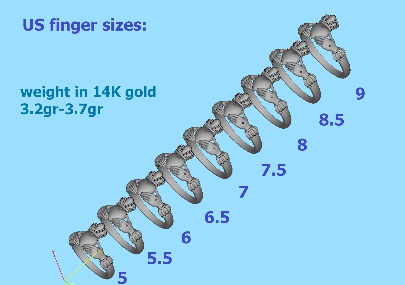 Claddagh ring  3D print model_6