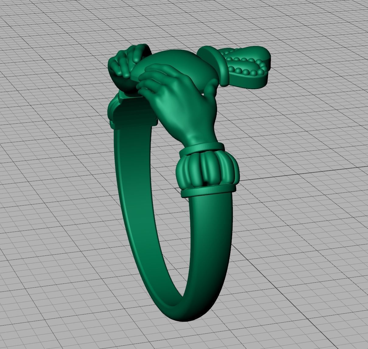 Claddagh ring  3D print model_9
