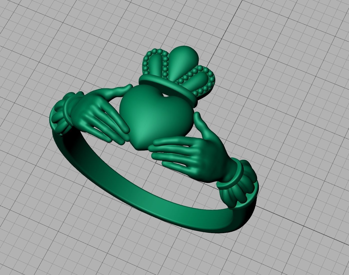 Claddagh ring  3D print model_8