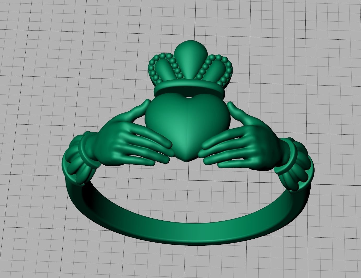 Claddagh ring  3D print model_11