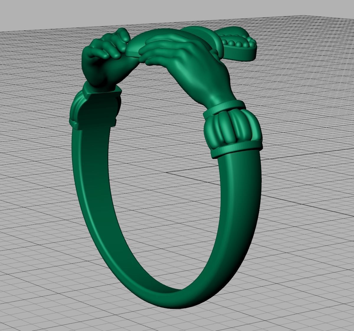 Claddagh ring  3D print model_12
