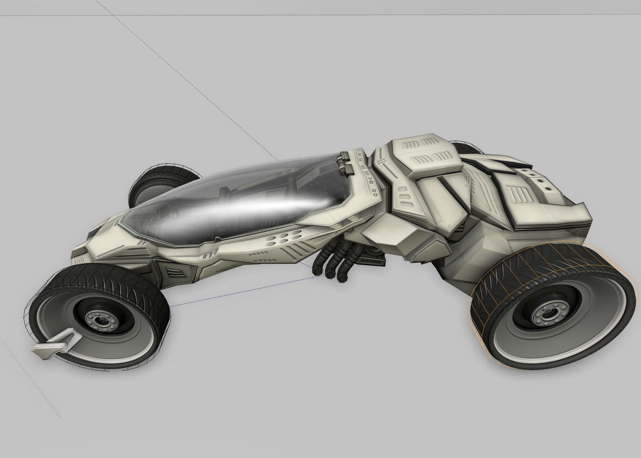 Futuristic Car Game-Ready Free low-poly 3D model_14