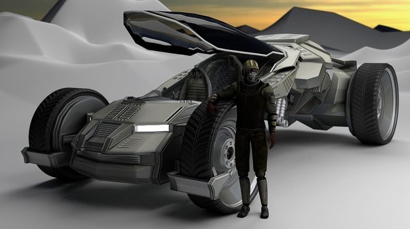 Futuristic Car Game-Ready Free low-poly 3D model_15