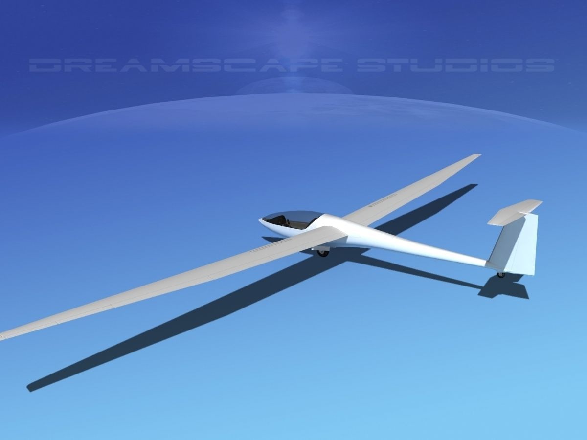 DG-400 17-Metre Sailplane Bare Metal 3D model_8