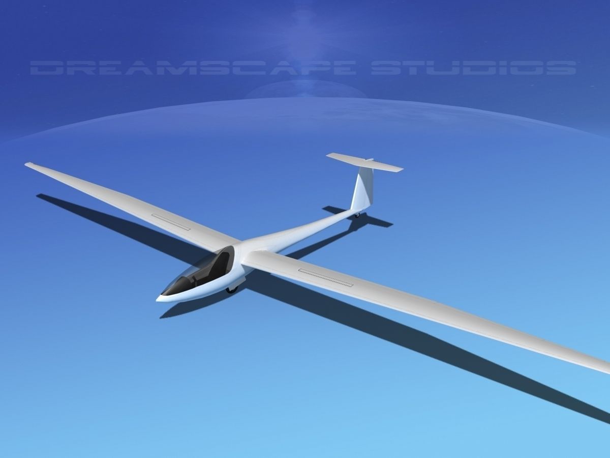 DG-400 17-Metre Sailplane Bare Metal 3D model_9