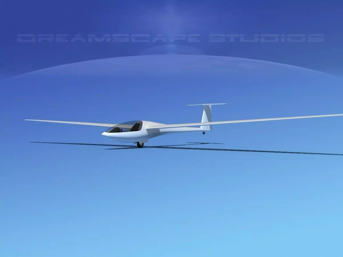 DG-400 17-Metre Sailplane Bare Metal 3D model_0