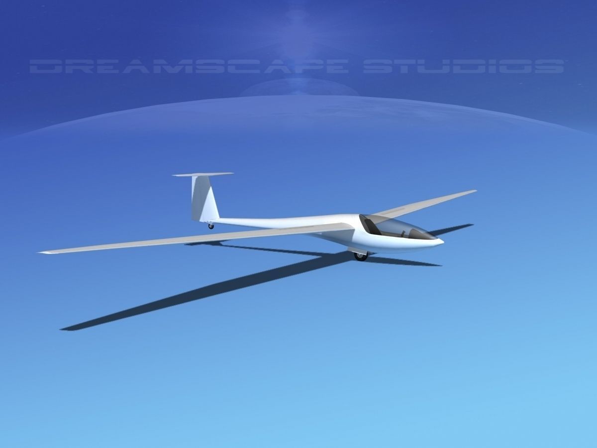 DG-400 17-Metre Sailplane Bare Metal 3D model_3