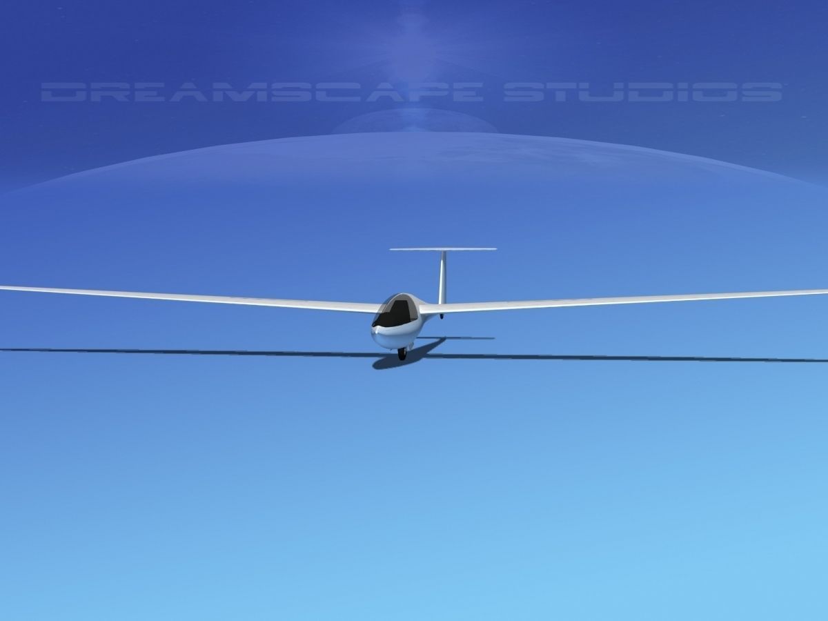 DG-400 17-Metre Sailplane Bare Metal 3D model_1