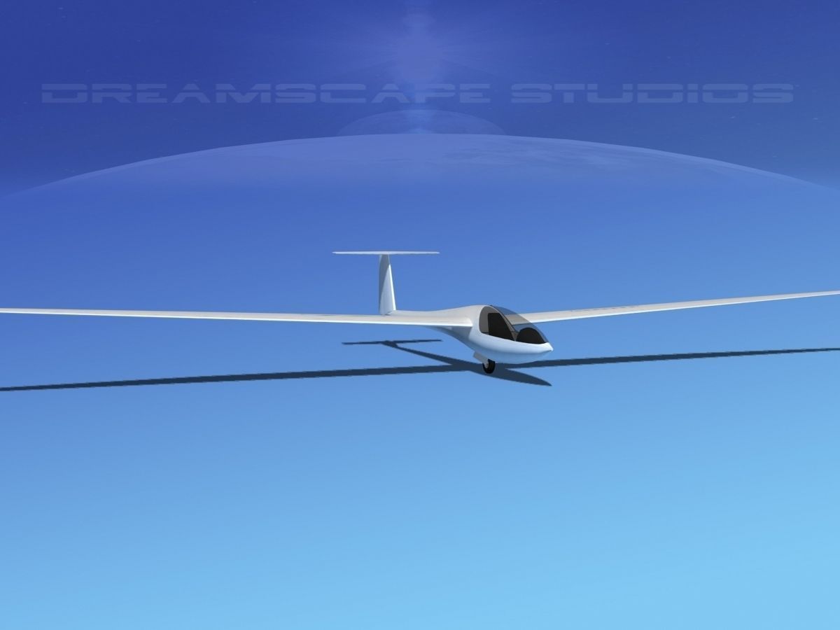 DG-400 17-Metre Sailplane Bare Metal 3D model_2