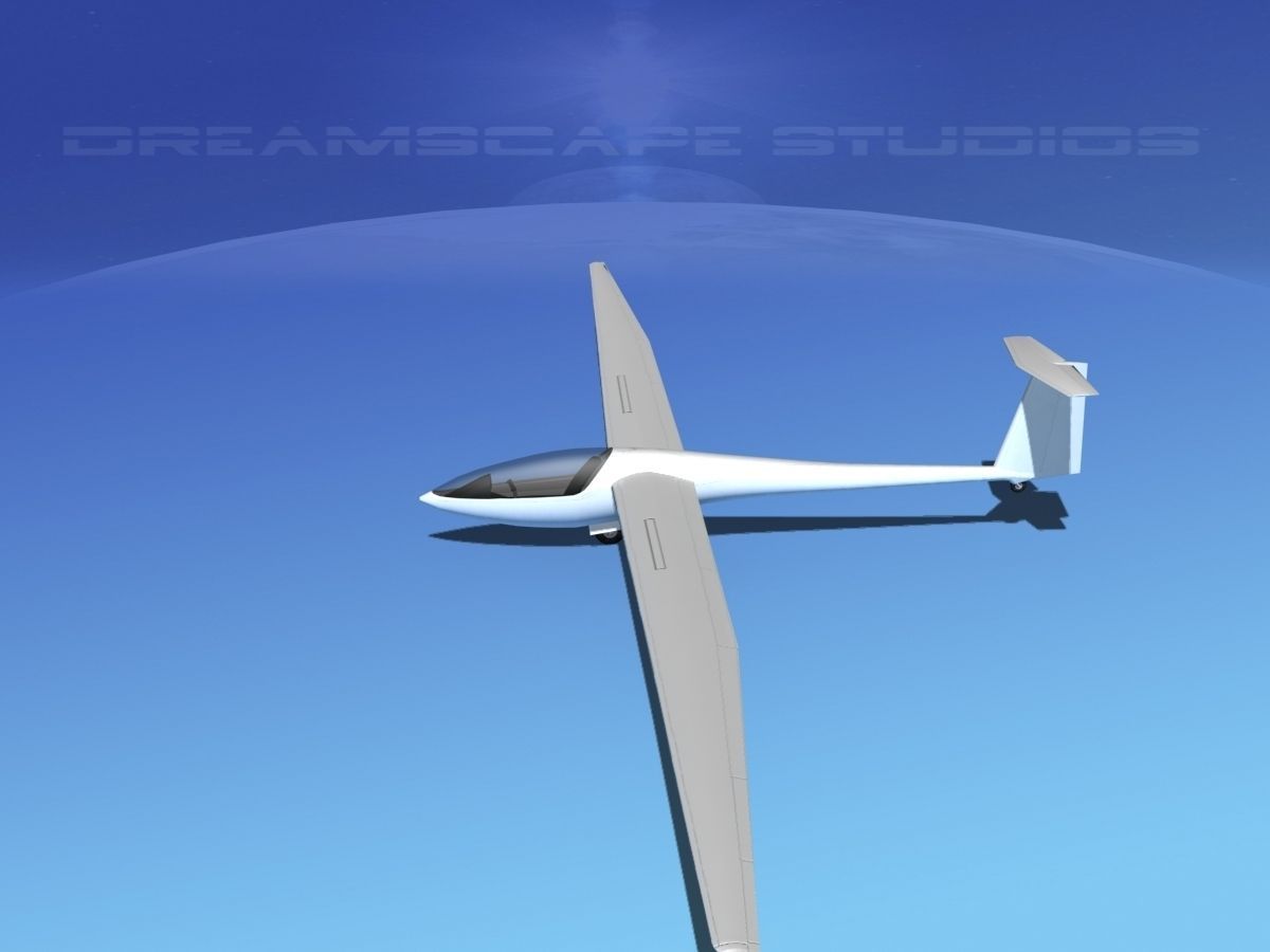 DG-400 17-Metre Sailplane Bare Metal 3D model_10