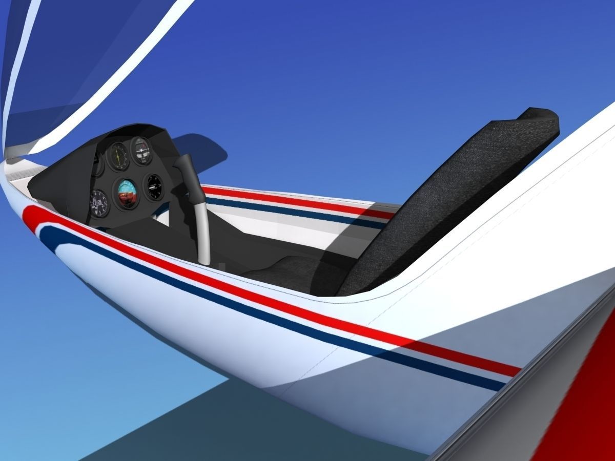 DG-400 17-Metre Sailplane Bare Metal 3D model_11