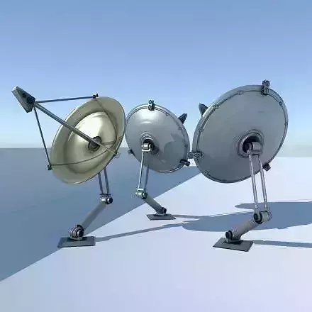 Rigged satellite dishes Low-poly 3D model