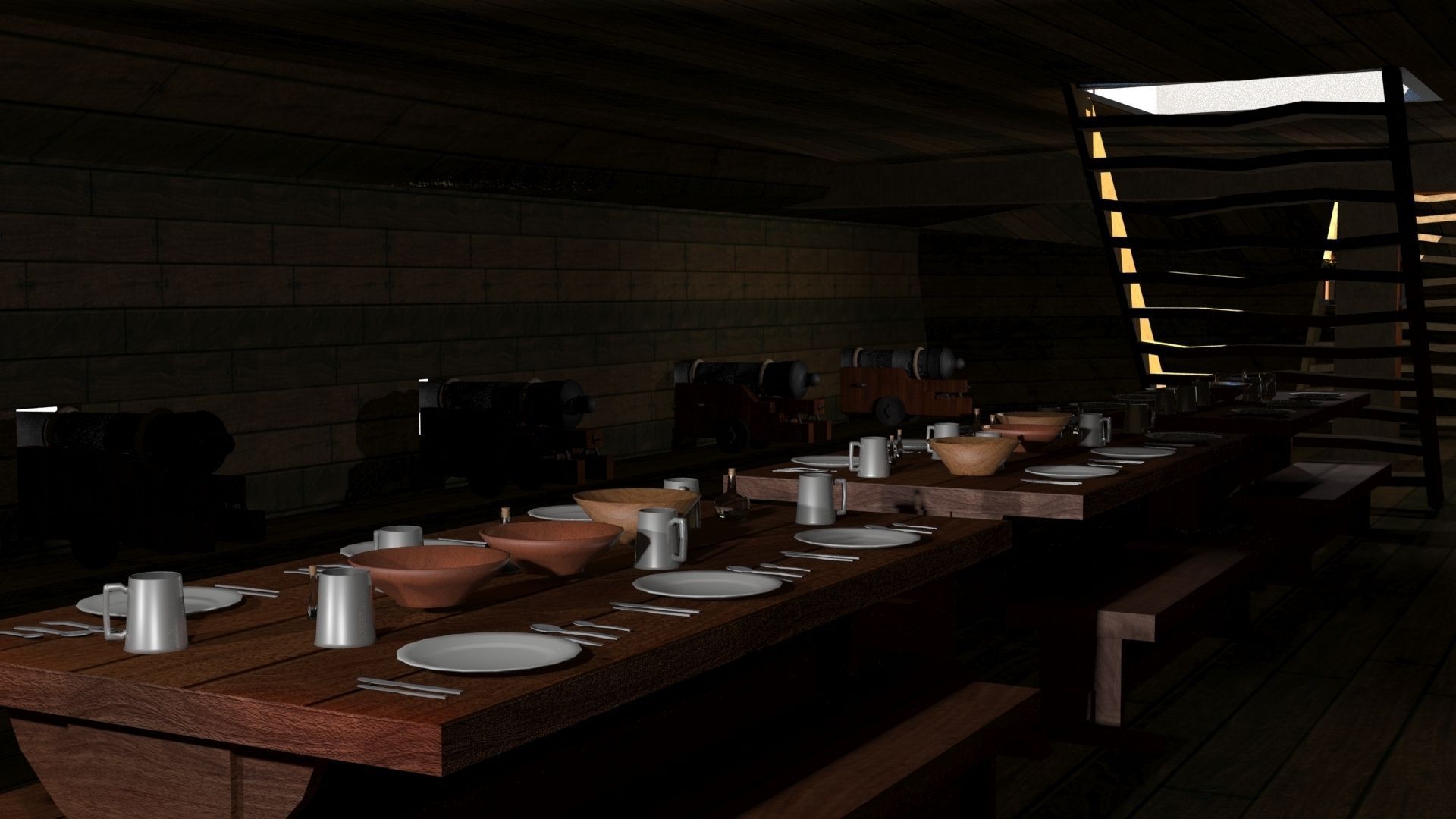 Colonial Ship Low-poly 3D model_1