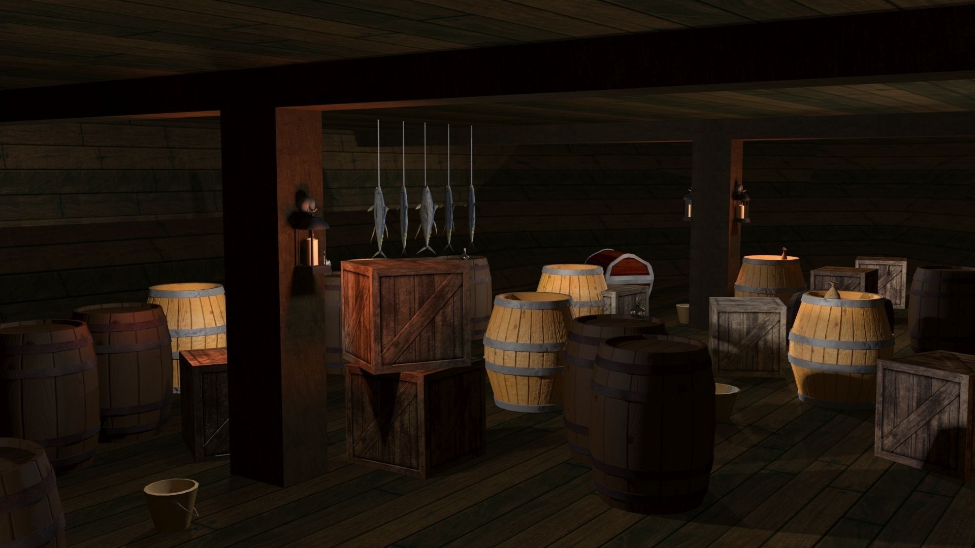 Colonial Ship Low-poly 3D model_4