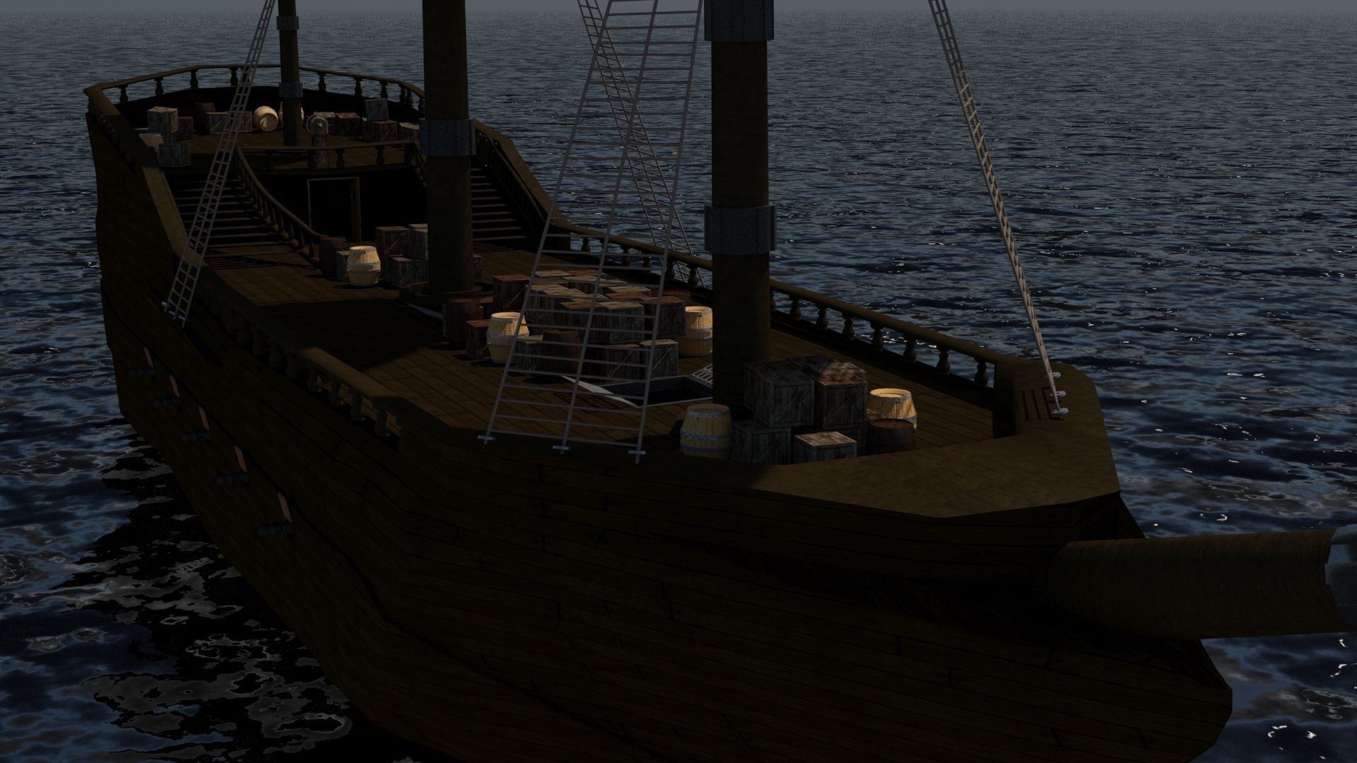 Colonial Ship Low-poly 3D model_5