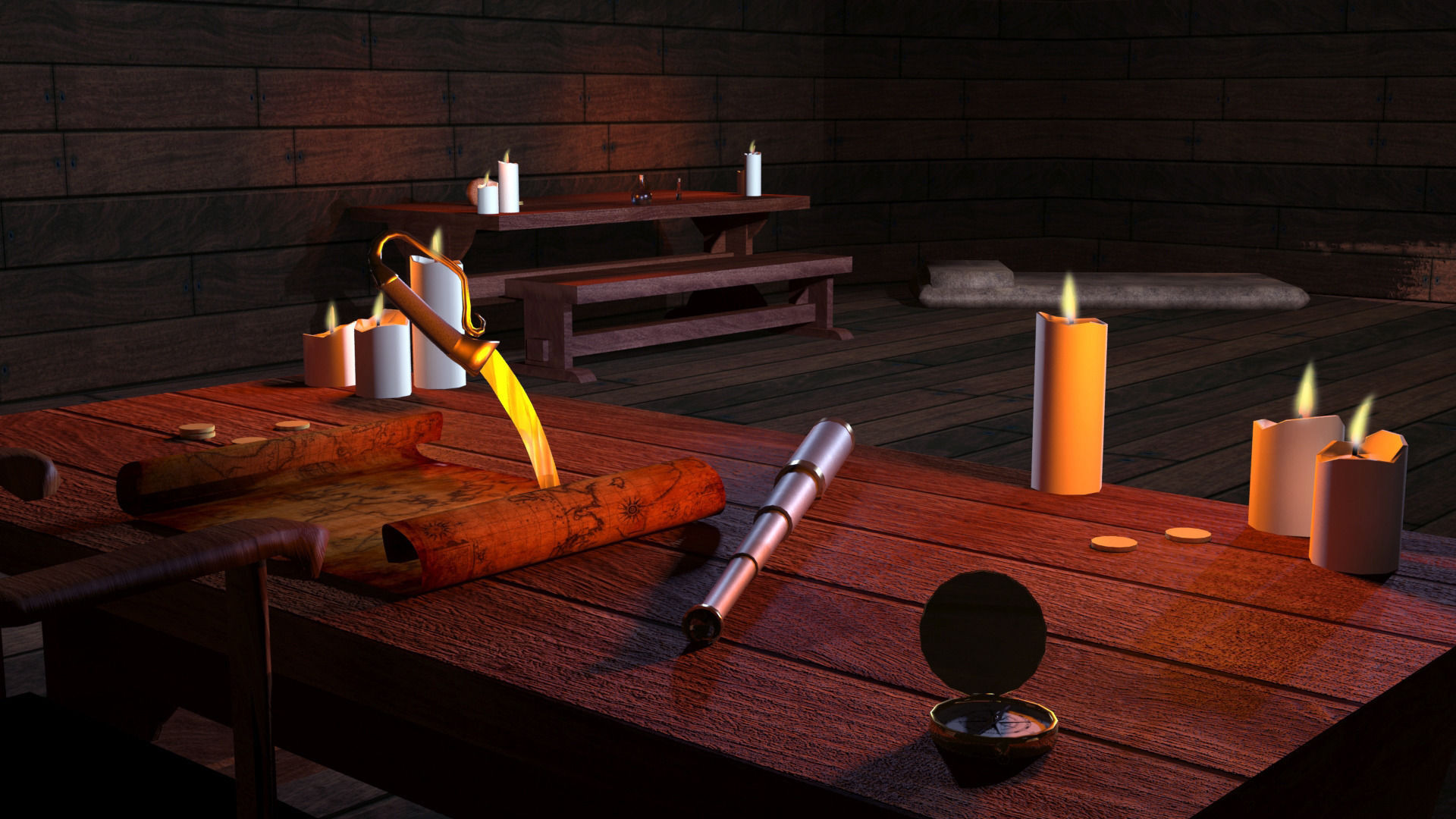 Colonial Ship Low-poly 3D model_3