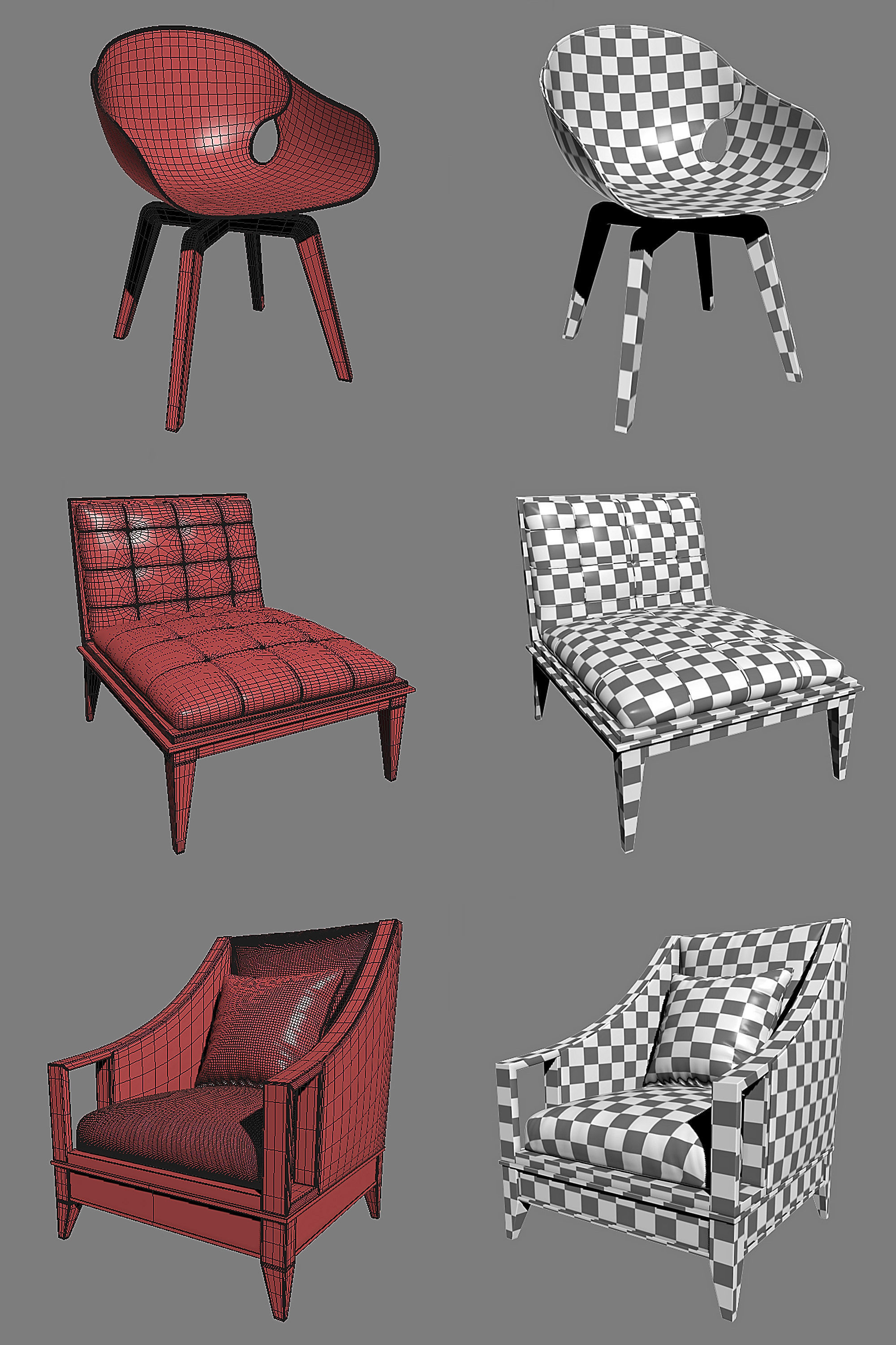 CONTEMPORARY Chair Pack - Set I 3D model_7