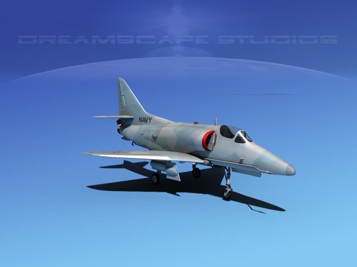 Douglas A-4D Skyhawk V18 USN Aggr 3D model_2