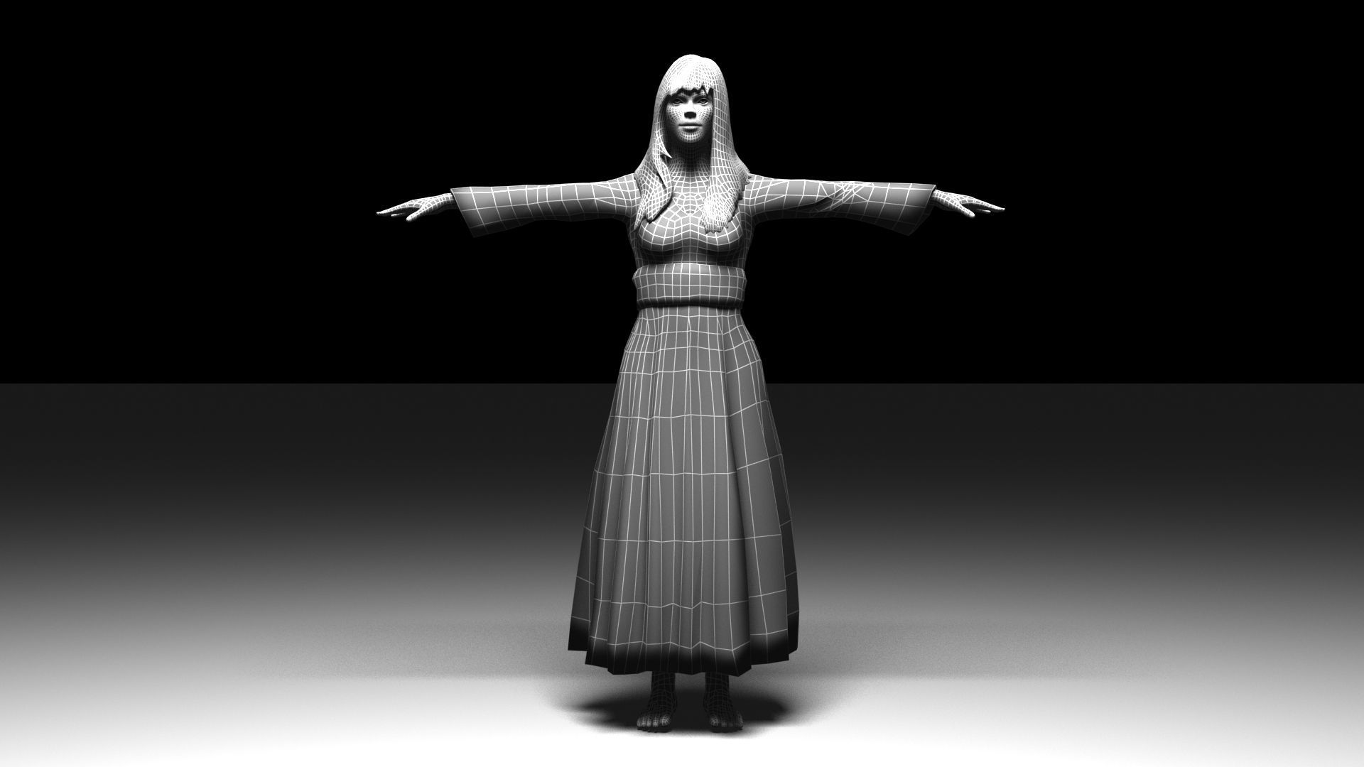 Elven Priestess Low-poly 3D model_4