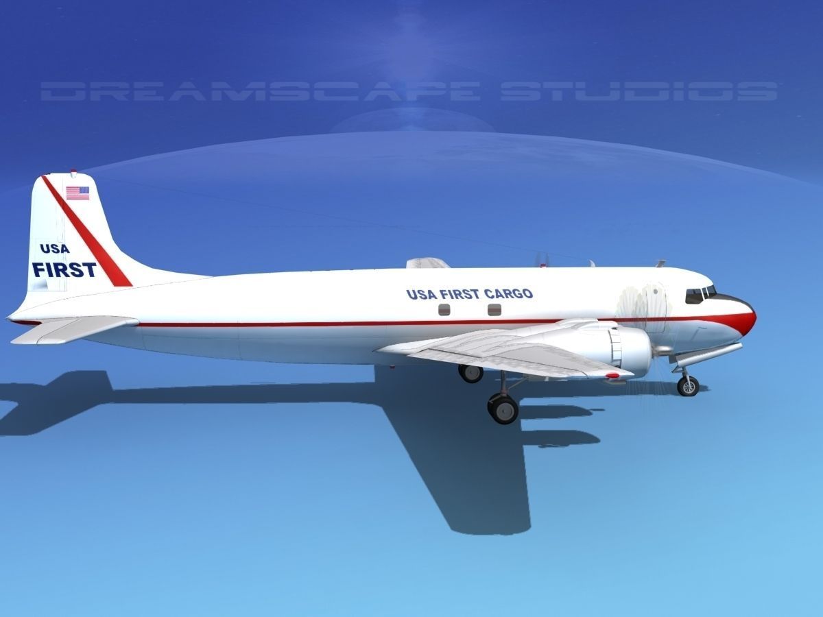 Douglas DC-6 USA First Cargo 3D model_4