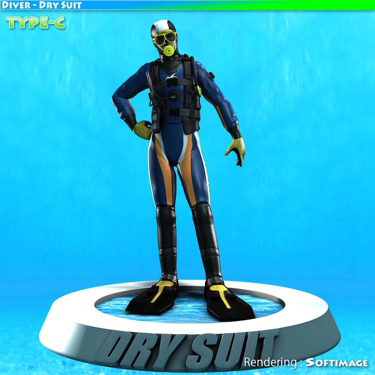 Diver - Dry Suit Low-poly 3D model_12