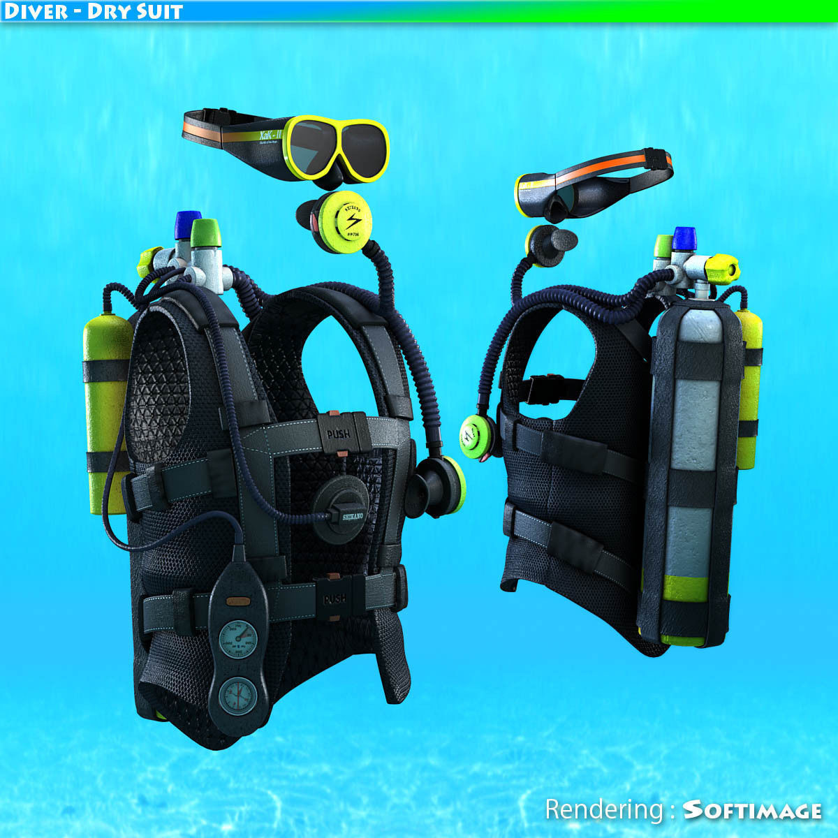 Diver - Dry Suit Low-poly 3D model_19