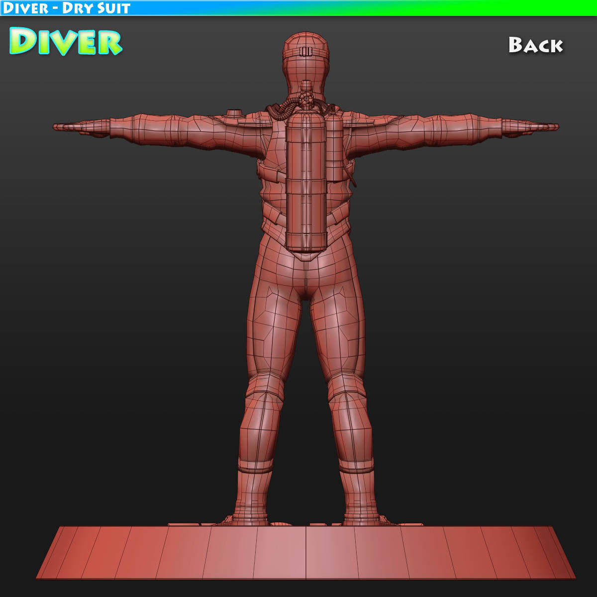 Diver - Dry Suit Low-poly 3D model_3