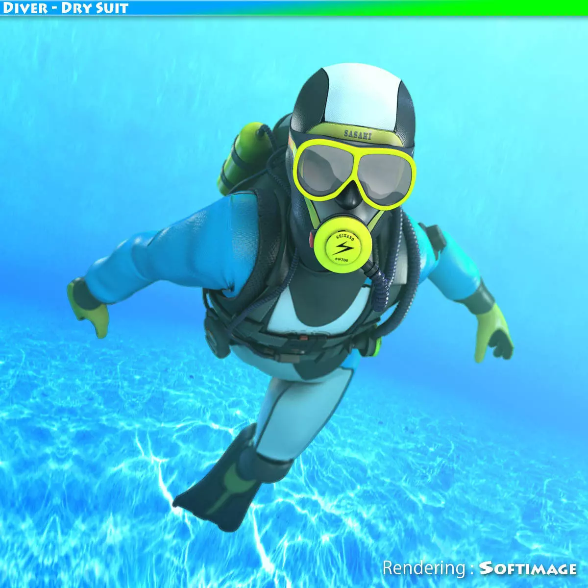 Diver - Dry Suit Low-poly 3D model_0