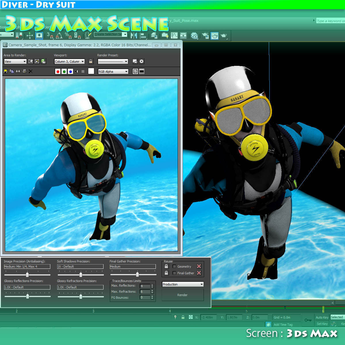 Diver - Dry Suit Low-poly 3D model_28