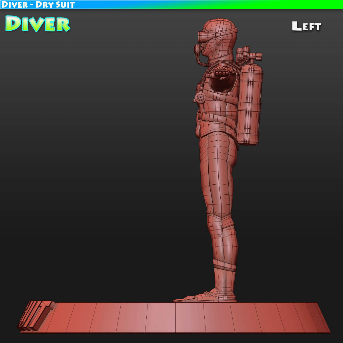 Diver - Dry Suit Low-poly 3D model_2