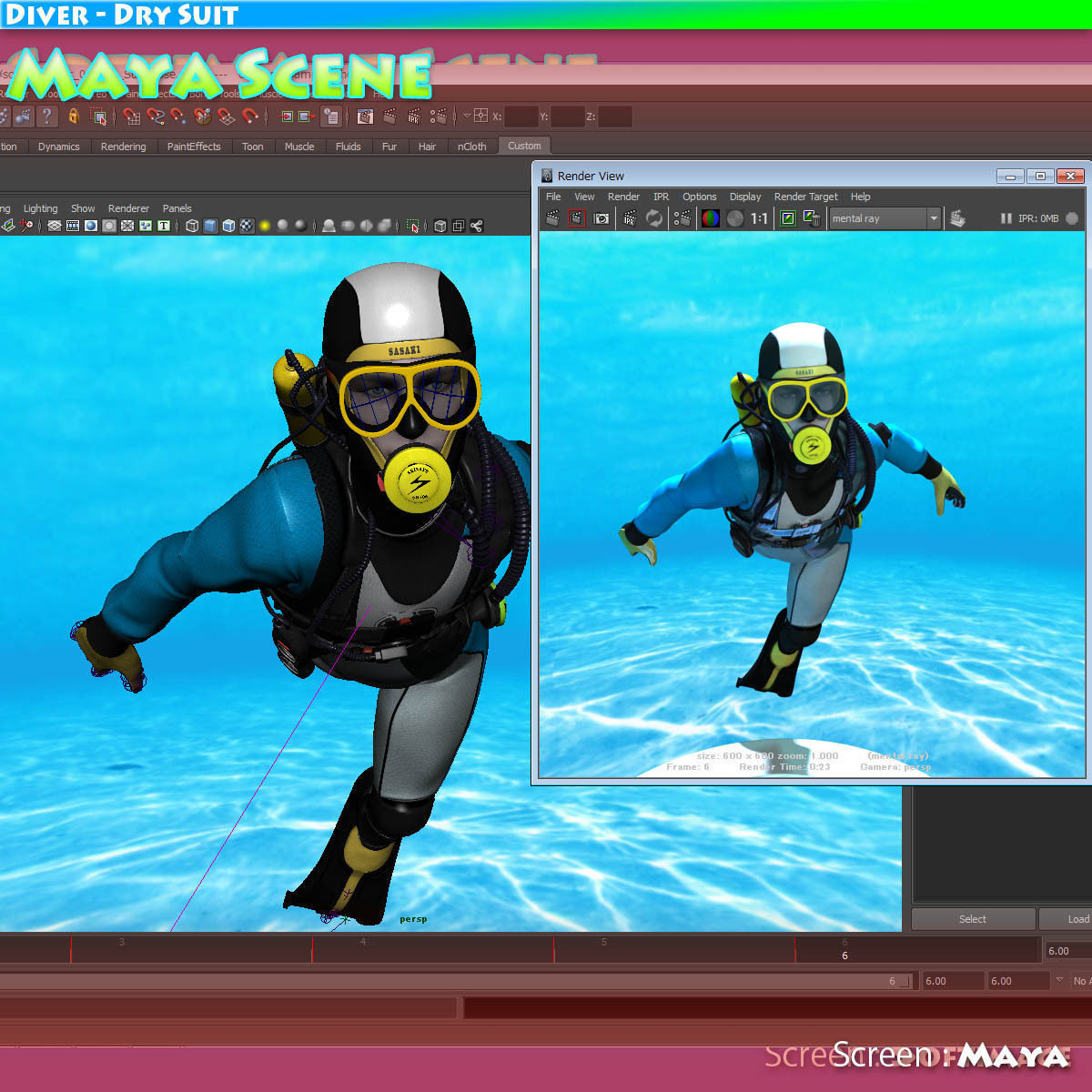 Diver - Dry Suit Low-poly 3D model_29