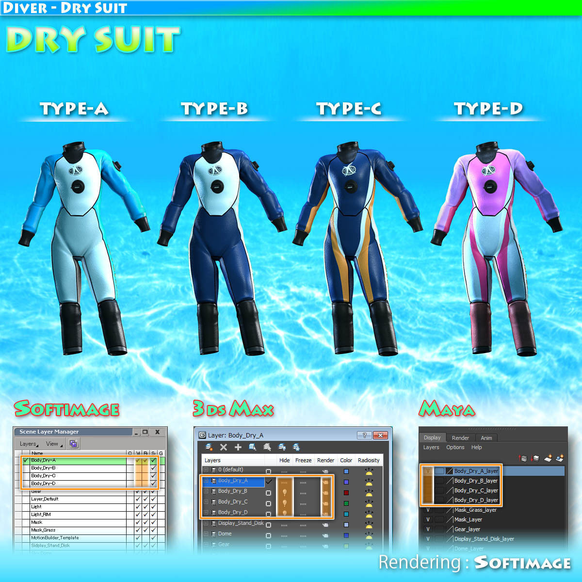 Diver - Dry Suit Low-poly 3D model_21